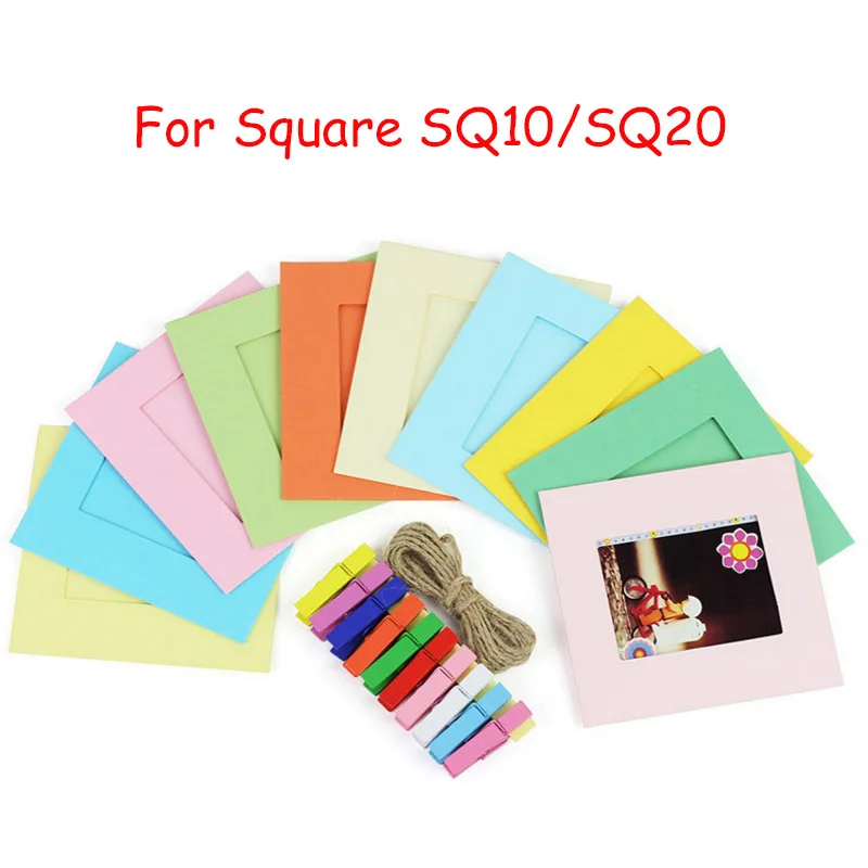 Instax квадратный SQ6/10/20 и SP-3 ins DIY настенный альбом Бумага пленки, фото рамка+ деревянная прищепка+ пеньковая веревка для ЖК-дисплея с подсветкой Fujifilm Instax - Цвет: A Set (10pcs)