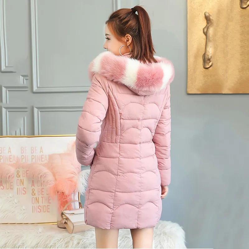 QIHUANG Women's Winter Down Jackets Fashion Big Fur Collar Hooded Medium Long Women Coat Duck Down Padded Parkas Slim Warm Coat QIHUANG Women's Winter Down Jackets Fashion Big Fur Collar Hooded Medium Long Women Coat Duck Down Padded Parkas Slim Warm Coat