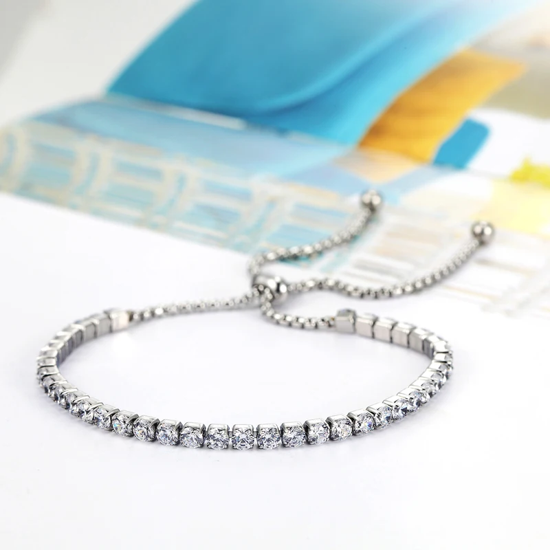 Классический дизайн, регулируемый размер, красивые женские браслеты с кристаллами, титановая сталь, ювелирные изделия, браслет для подруги, лучший подарок