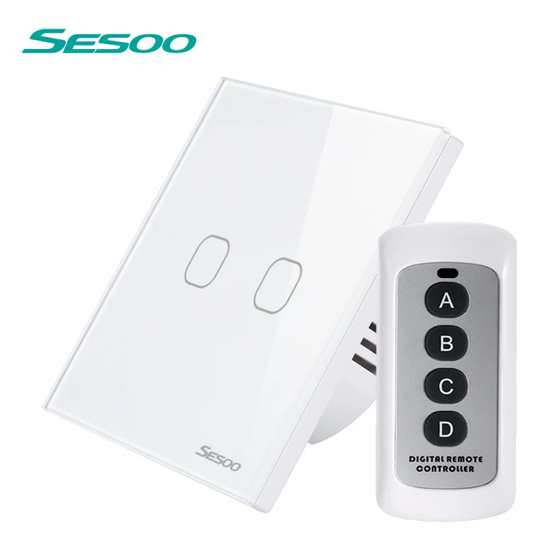 SESOO Smart Touch Switch 2 Gang 1 Way SY2-02 Remote Control Switches Waterproof Glass Panel Sensiti - 32724055945