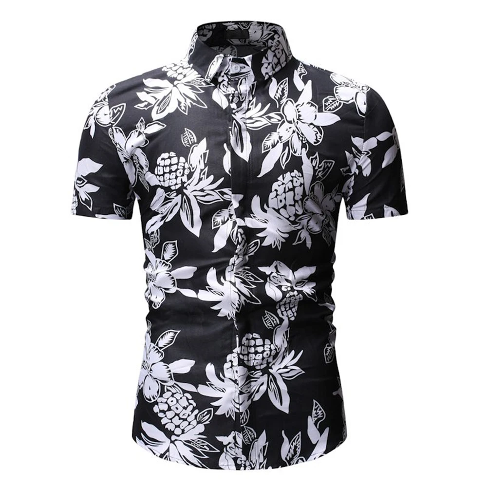 

Men's Leisure Mandarin Collar Short Sleeve Shirt Print Cotton Shirt Casual Male Shirts Clothing Fashion Men's Tops Clothes D40