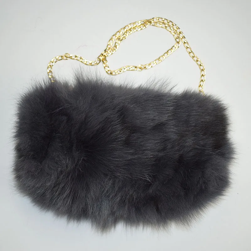 

MS.MinShu Brand Real Fox Fur Hand Muff Bag Winter Hand Warmer Real Fur Muff Fashion Woman Pocket Handmuff With Chain