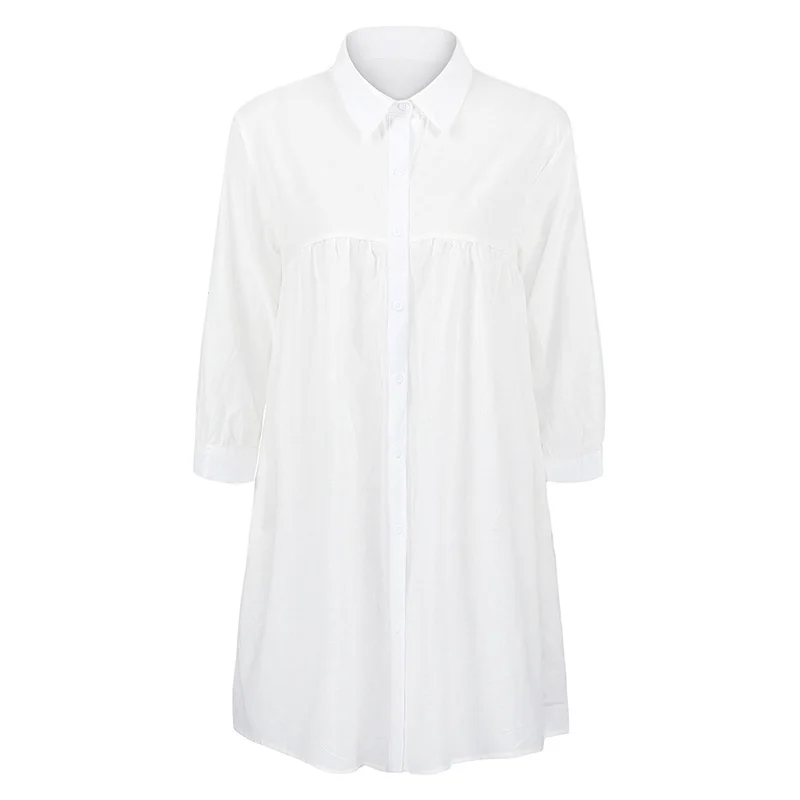 Womens Tops and Blouses Solid Loose Vintage Cotton Linen Shirts female ...