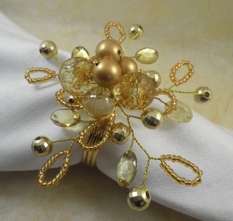 Акриловое вышитое бисером кольцо для свадебных салфеток держатель для салфеток с кристаллами декоративное кольцо