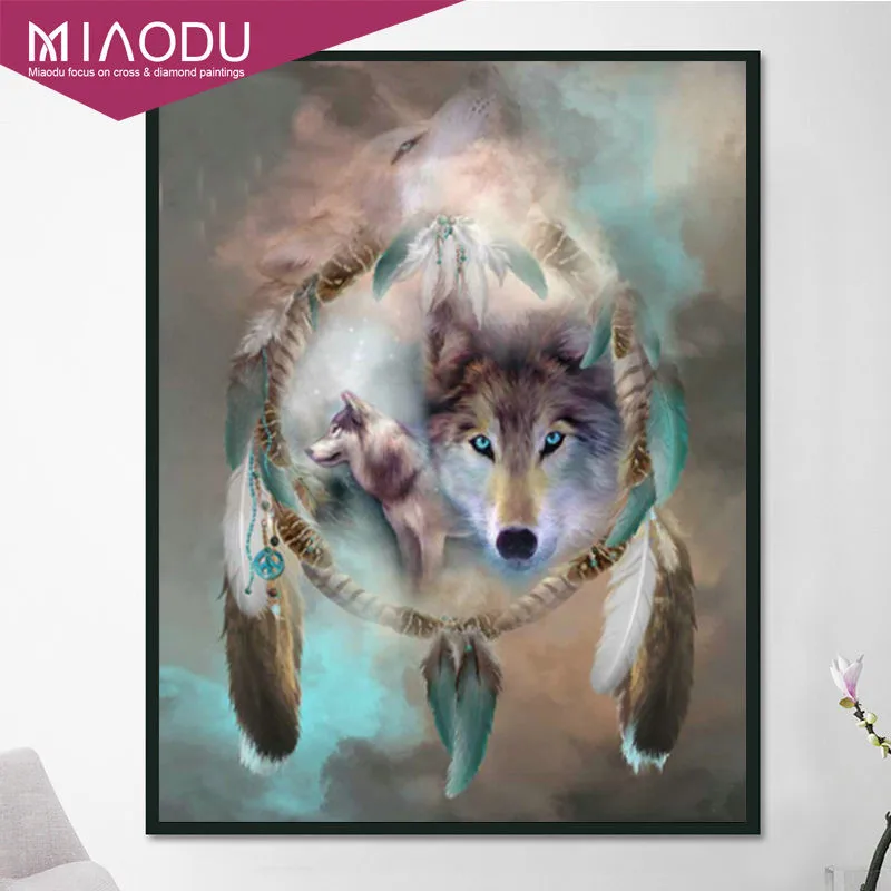 

Miaodu Diy Diamond Embroidery Set Wolf Full Square Drill Diamond Painting 5d Picture Of Stones Wall Decor Animals Personal Decor