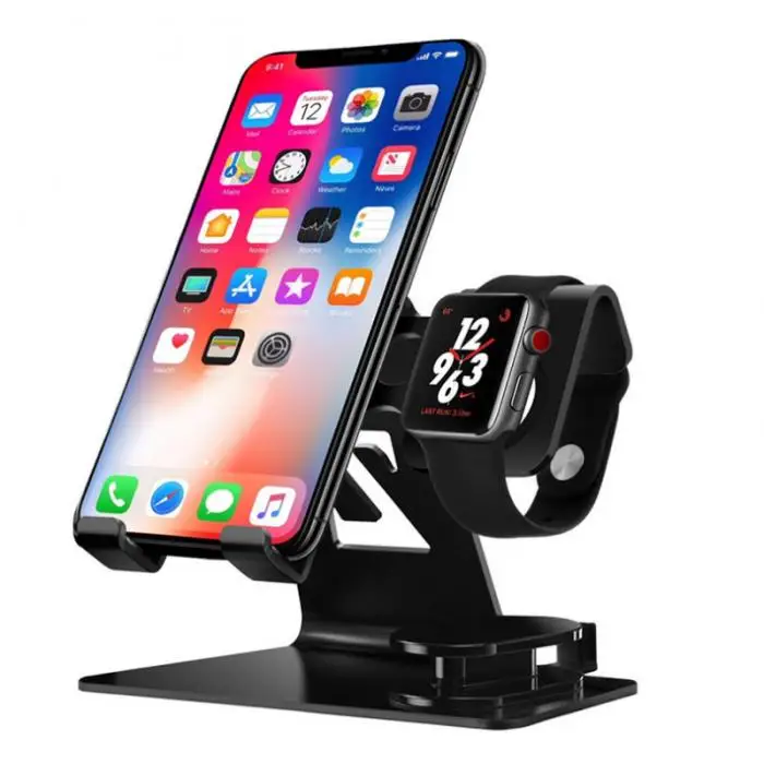 Алюминий(2 в 1) Зарядка Док-станция для iPhone X XR XS Max 8 7 6 Apple Watch Airpods Зарядное устройство Держатель для наручных часов iWatch, крепление подставка Док станция