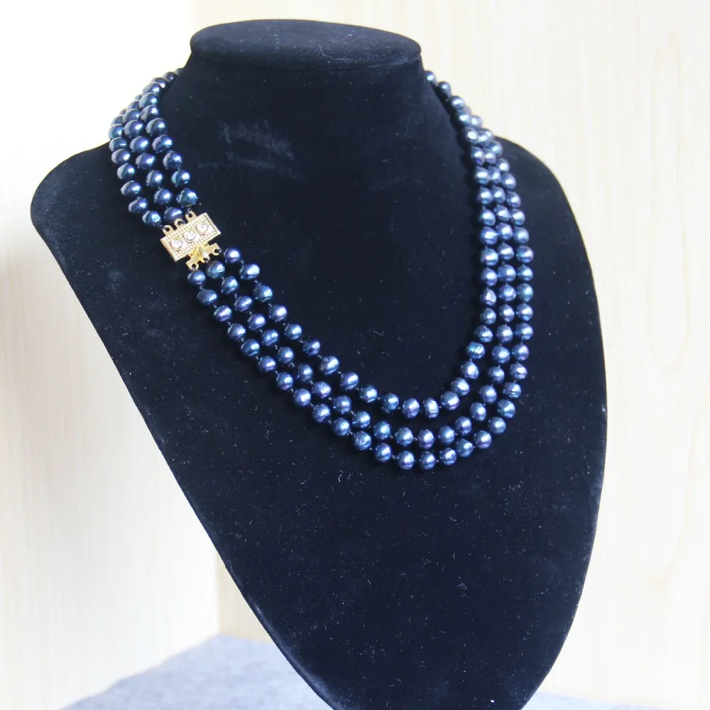 

women Fashion Jewelry New 7-8mm Natural Round Black Shell Pearl Beads Necklace for Women Girls Gift Fashion Jewelry Making Desig