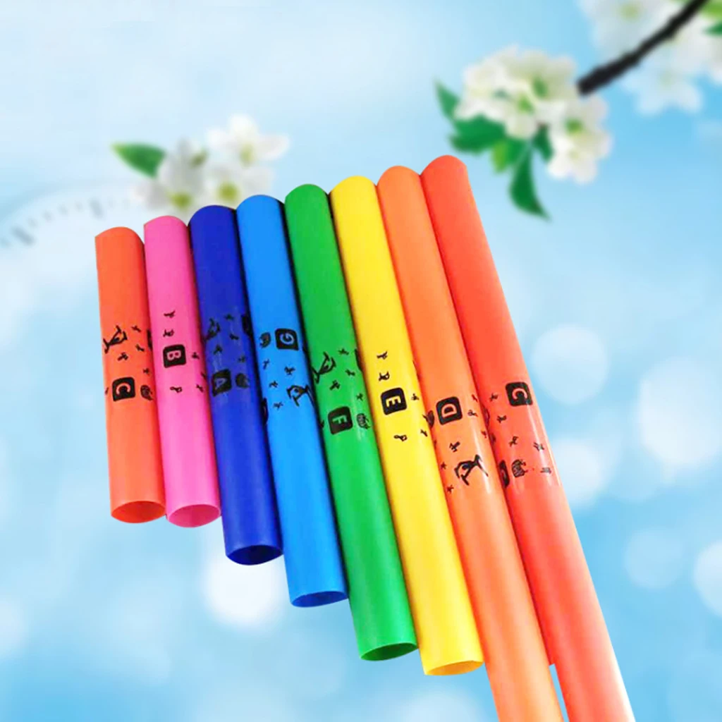 8 Tones C Major Diatonic Scale Set Percussion Instrument Tubes Multicolor Kids Musical Toys Gift