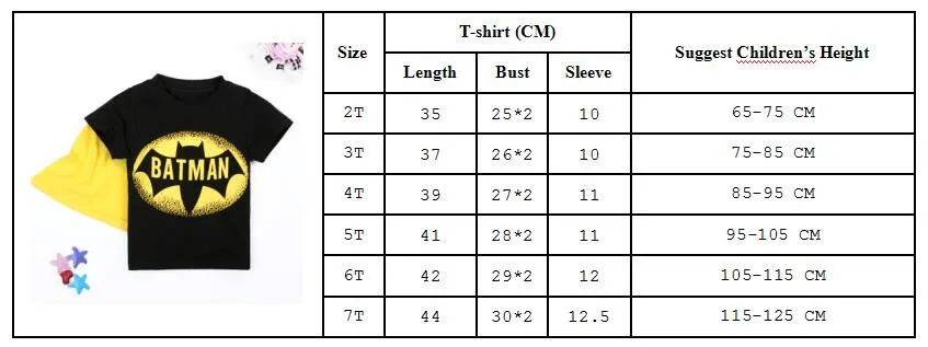 Новая летняя футболка с Бэтменом и Суперменом для мальчиков с накидкой, Повседневный хлопковый топ с короткими рукавами для мальчиков, DS30