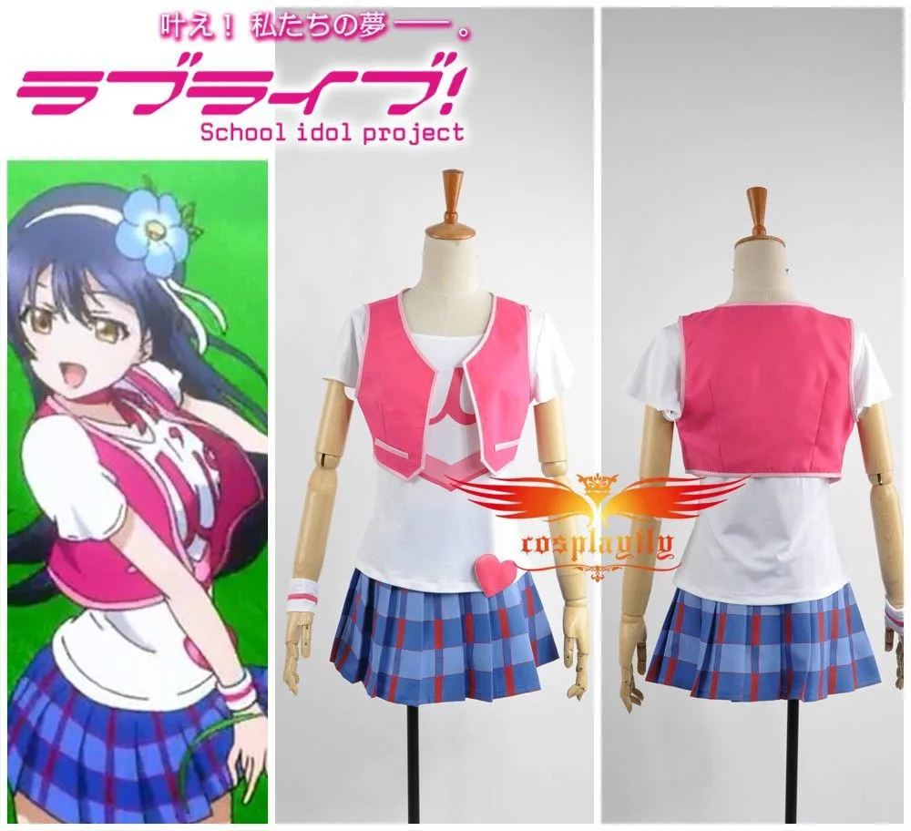 

Love Live! School Idol Project Season 2 Umi Sonoda Cosplay Costume Party Dress Skirt Women Outfit Pink Vest Stockings Armlet