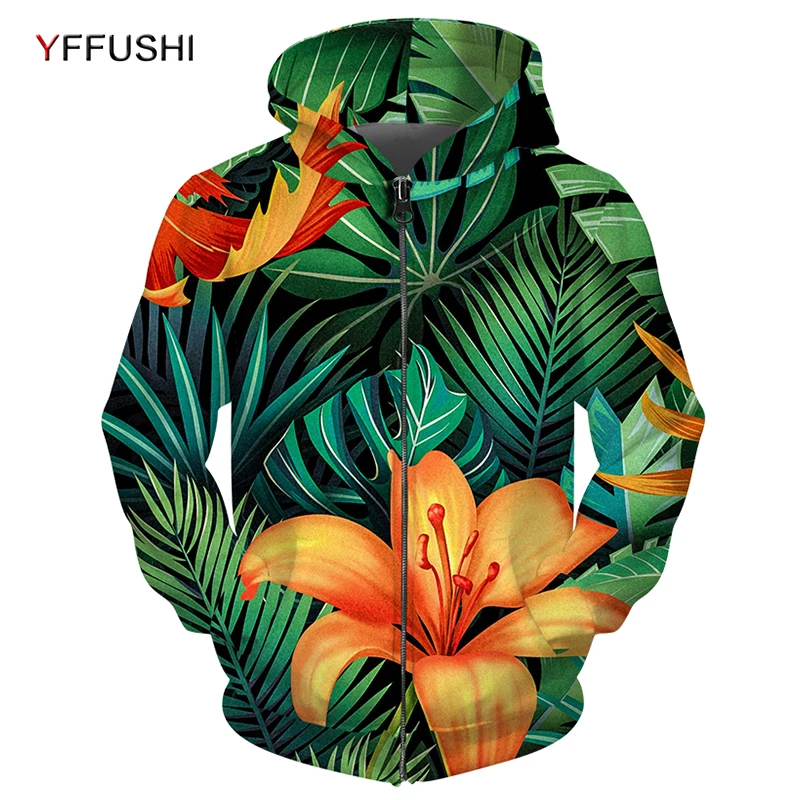 YFFUSHI новая мужская куртка с забавным принтом листьев на молнии пальто длинным