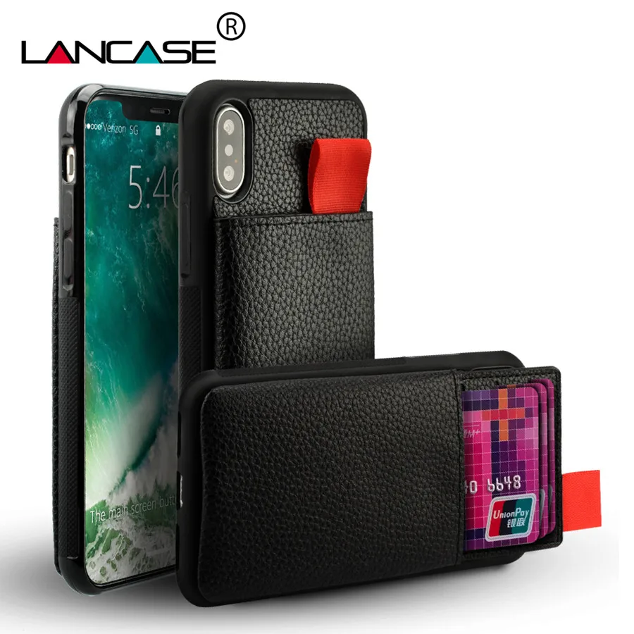 Чехлы для телефонов LANCASE iPhone X кожаный чехол бумажник с RFID защитой и отделениями
