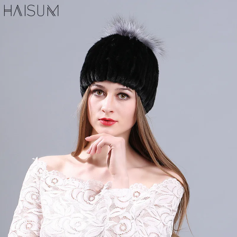 

Fur hat, mink fur, fox fur, mink hat, ladies' knitted caps, autumn and winter MZ26