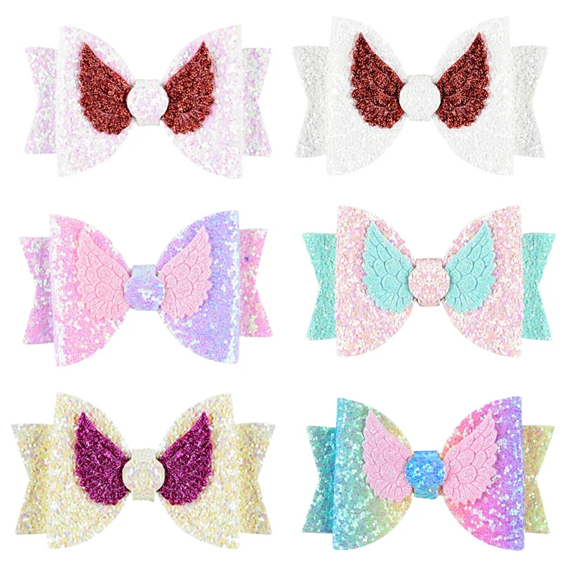

Colorful Glitter Bows Hair Clips for Girls Kids Fashion Angel Wings Princess Hair Bows Handmade Hairpins Barrettes Accessories