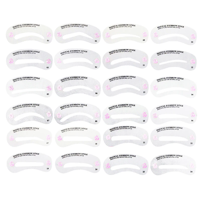 

24 Styles Eyebrow Shaping Stencils Grooming Kit Makeup Shaper Template DIY Tool