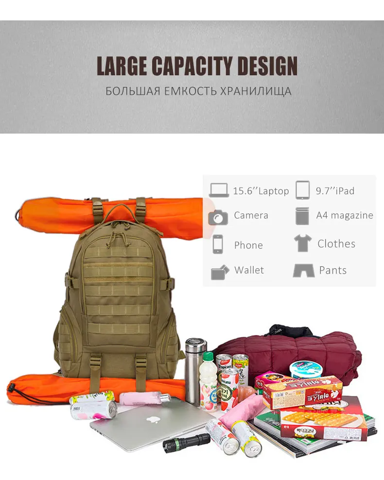 Mochila do Exército à Prova Água ao ar Bolsa de Pesca para Mulheres Bolsa de Esportes Molle Quente Tático Militar Dwaterproof Livre Caça Acampamento Multifunções 5 High Quality Esporte e Lazer