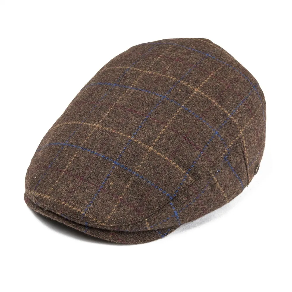 

VOBOOM Woollen Tweed Men Flat Cap Large Check Retro Vintage Newsboy Caps Fall Winter Warm Ivy Hat Cabbie Driver Father Boina 185