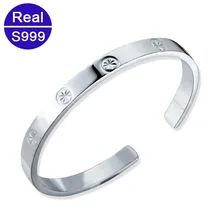 Red Trees Регулируемый S999 стерлингового серебра браслеты Для женщин Настоящее серебро ювелирные украшения Модные простые