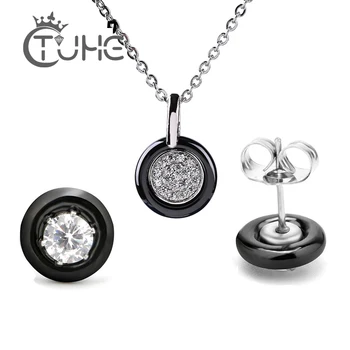 

Necklace Ceramic Korean Princess Perform White Accessory Sweet Rhinstone Beautiful Women Jewelry Wedding Necklace Earrings Sets