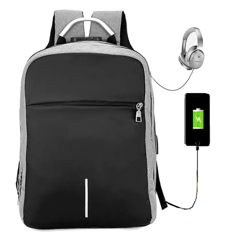 Sports Bag Outdoor USB Charge Camping Hiking Backpack Lock Shoulder Business Travel Bag Code Lock Anti-Theft Backpack #2D04 (25)