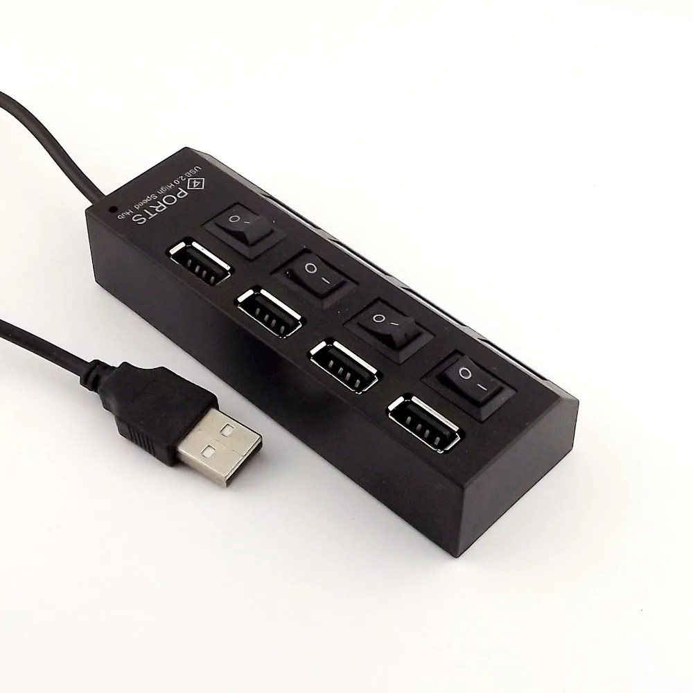 1x USB 2,0 Hub 4-Порты и разъёмы Скорость адаптер для портативных ПК с отдельных Мощность переключатель белый/черный