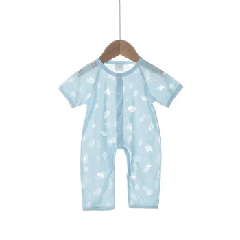 

0-2 Years Newborn Baby Summer Rompers Short Sleeve Breathable Crotch Opening Clothes for Baby Boys Girls Kids Outerwear Pajamas