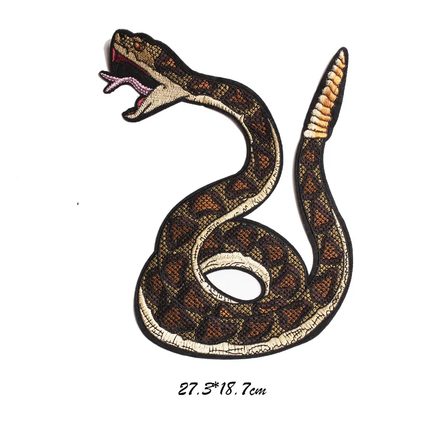 Большой Размеры животное цветок нашивка "Змея" для вышивкой тканевые туфли в стиле «пэчворк», одежда пришить эмблема на ткани DIY Аксессуары для одежды - Цвет: Right Snake