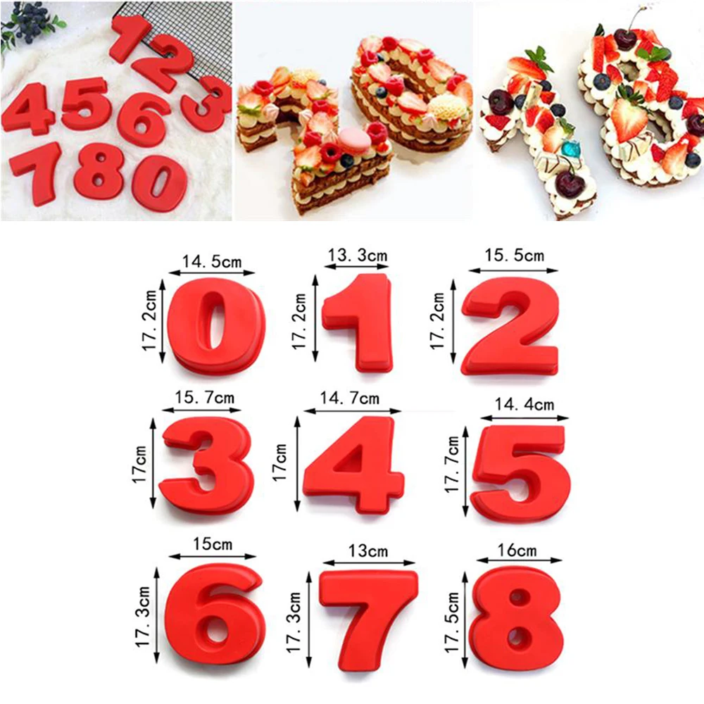 

Arabic Numerals 0-9 Silicone Digital Cake Mold Cake Numbers Shape Cake Decoration Tool for Wedding Birthday Anniversary