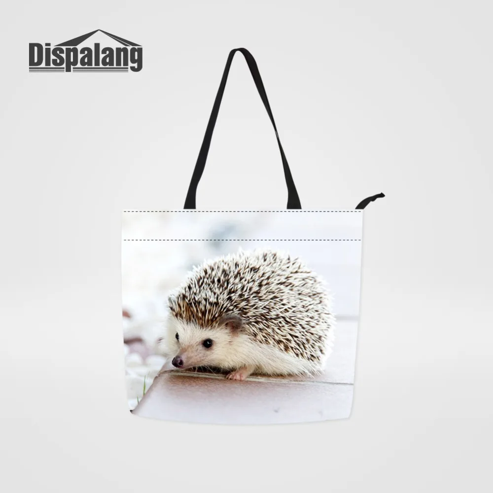 

Fashion Women Durable Magazine Casual Handbags Hedgehog Animal Print Girls Totes Foldable Canvas Shopping Bag Custom Grocery Bag