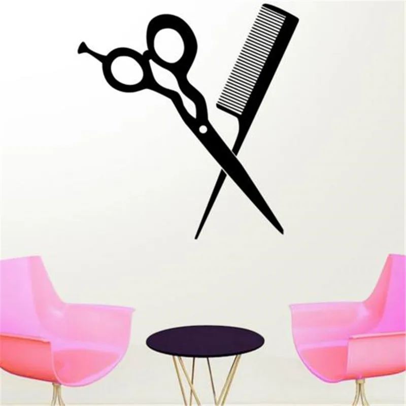 Scissors Hair Salon Decal Neutral Haircut Poster Vinyl Wall Art Decals