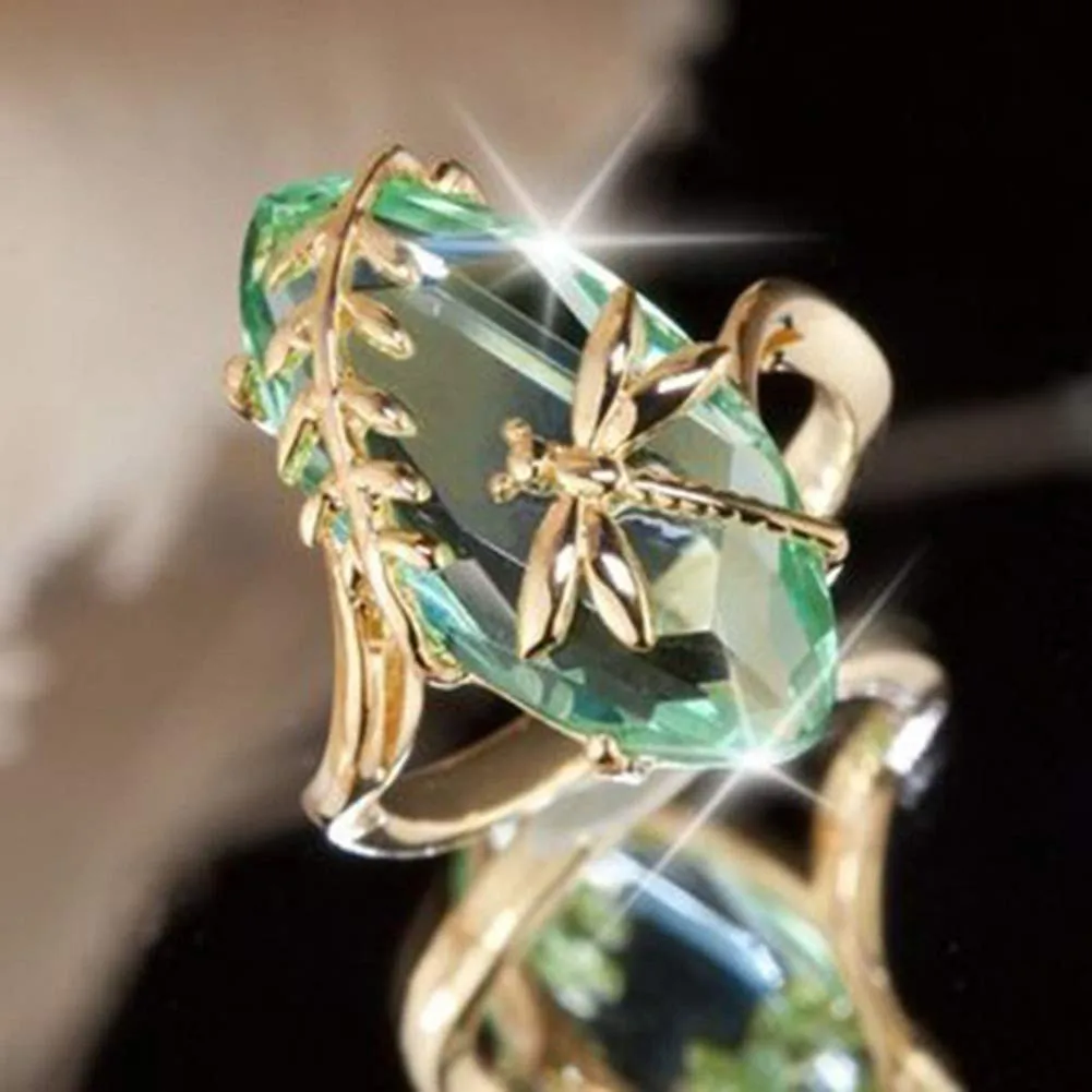 Стрекоза кольцо натуральный прозрачный кольца из перидота Роскошные обручальное Роскошные юбилей подарок для женщин