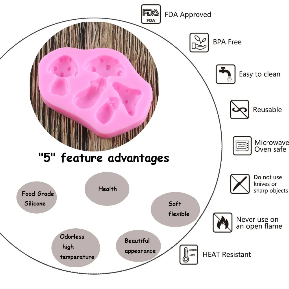Форма гриба форма для торта помадка торт 3D Пищевая силиконовая форма «сделай сам» Инструменты для выпечки сахарная кружевная форма для шоколада