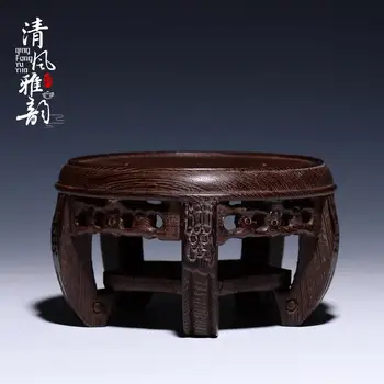 

The wind expression of circular it solid wood tea kettle insulation handicraft furnishing articles base parts