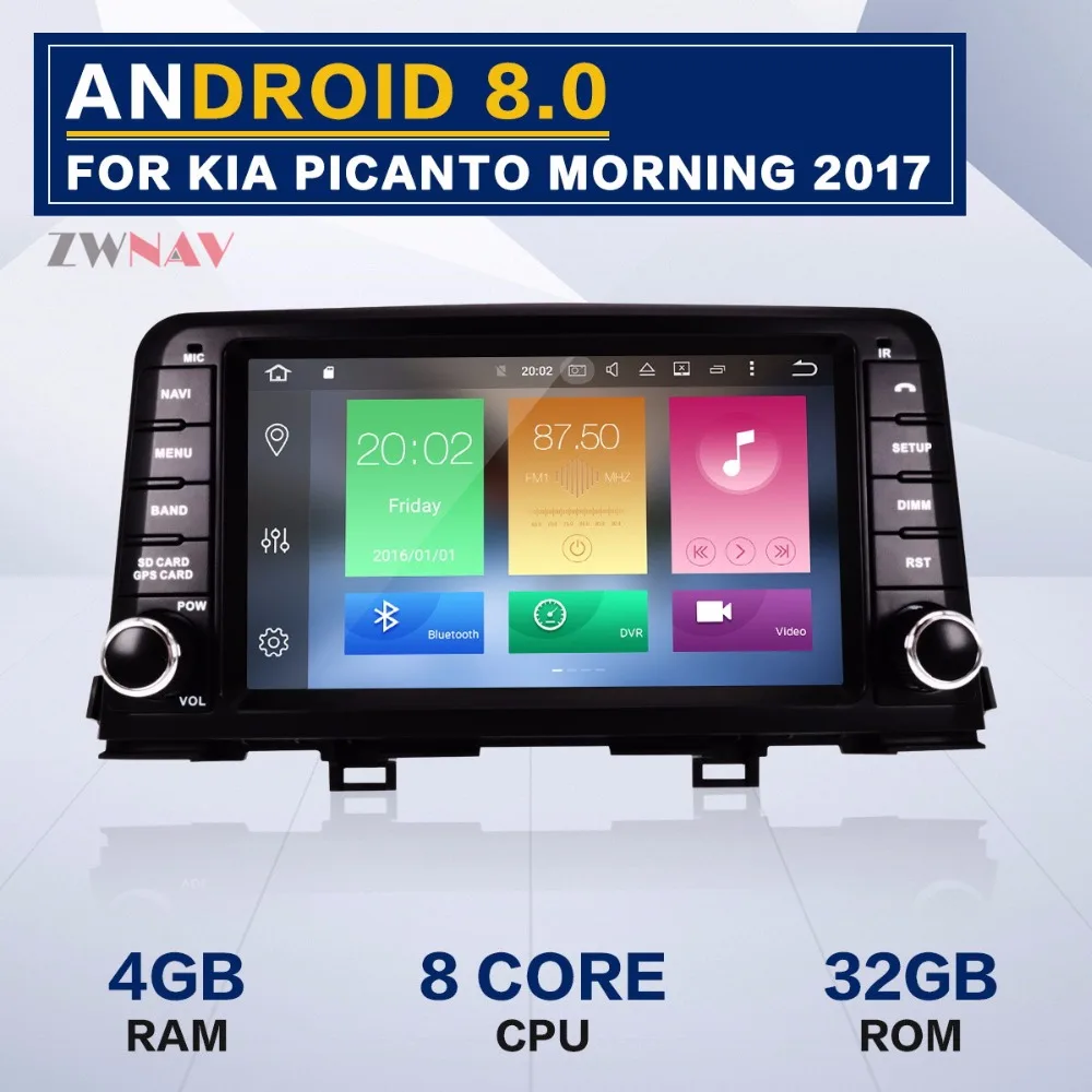 

8 Inch Android 9.0 RAM 4GB RAM 32GB Car GPS Navigation DVD Player Auto Stereo Head Unit for KIA PICANTO MORNING 2017 2018