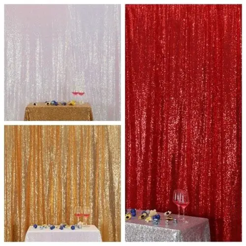 

8x8FT Pink Gold/Champagne Sequin Stage Curtain Wedding Photo Booth Backdrops for photography studio/Party/Christmas Decor CR65