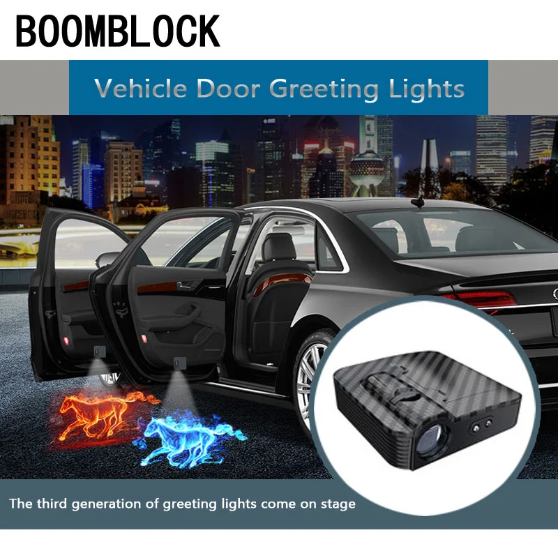 

2pcs/set Auto Car Universal Door Welcome Projector Lamps LED Light Projection Ghost Shadow Lights Wireless 2019 Accessories
