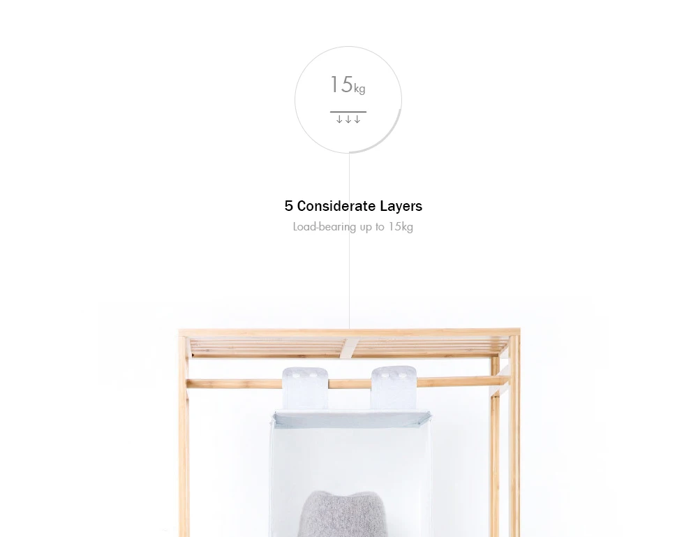 Xiaomi Youpin Mi Home Hanging Storage Bag 5 Layers Natural Household Closet Organizer  