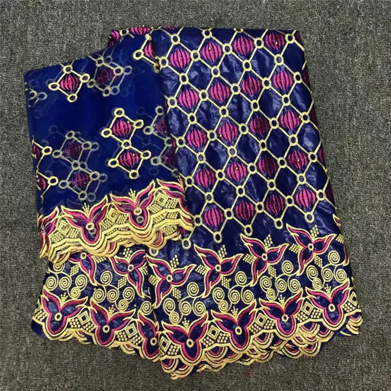 

HL!african bazin riche fabric purple brode getzner 2018 riche getzner new arrival 5 yards cotton fabric+2yards lace ! J40356