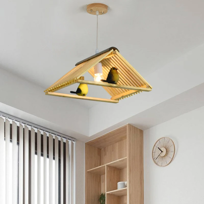 

original wood dining pendant lamp personality single bar Wooden Bird study Japanese pendant light ZL62 YM