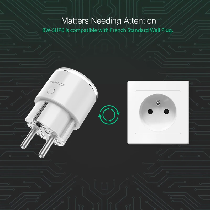 Baratos BlitzWolf BW SHP6 Enchufe europeo versión de medición WIFI Smart Socket 220 V 240 V 16A trabajo con Amazon Alexa para IFTTT para Asistente de Google