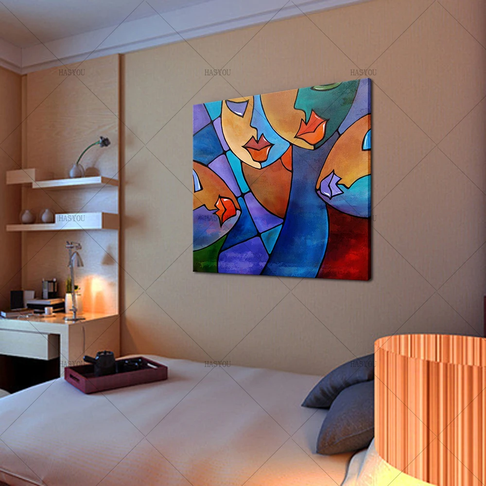 Download Hand painted Oil Painting On Canvas 3 dimensional city Oil Painting Abstract Modern Figure Wall ...