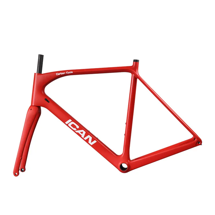 Excellent ICAN BIKES new flat mount Disc brake carbon bike frame Full internal cable size 49/51/53/55/57/60cm fit 142*12mm rear axle 20