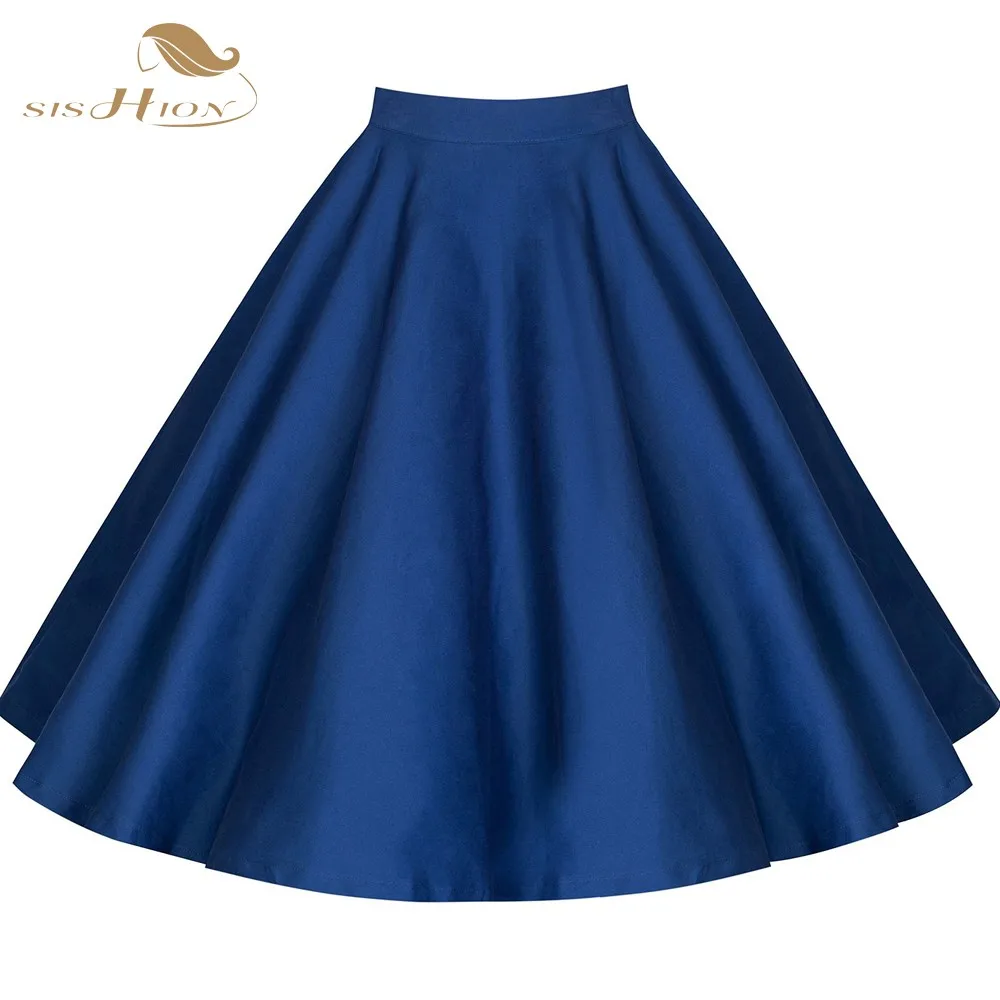 SISHION элегантные летние сексуальные короткие женские юбки Синий Красный бальное платье с высокой талией 50s 60s рокабилли винтажная юбка VD0178
