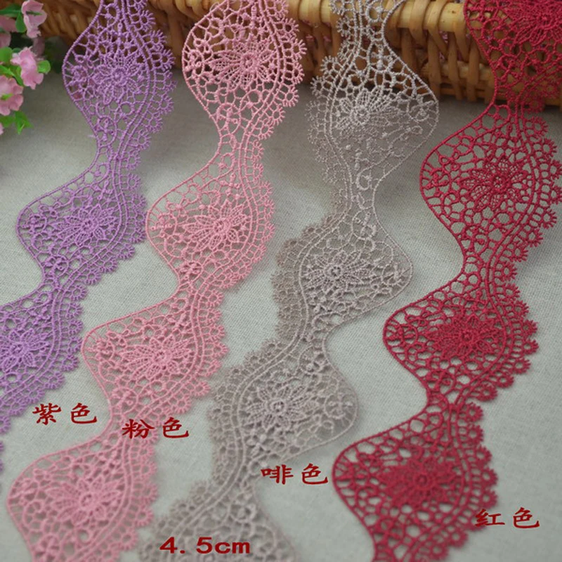 

3M/lot 4 colors Flower Lace Fabric for Clothes Home Textiles Apparel Sewing Lace Applique Polyester for Dresses Lace Trim HB39