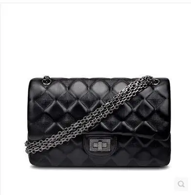 

Lambskin rhombic chain bag, leather shoulder bag shoulder bag.