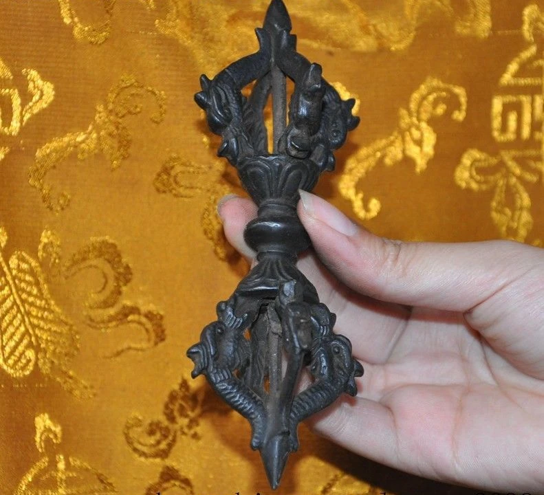 5 &quotСтарый тибетский буддизм Бронзовая голова дракона Phurpa Dorje Pestle Vajra FaQi|Статуи и