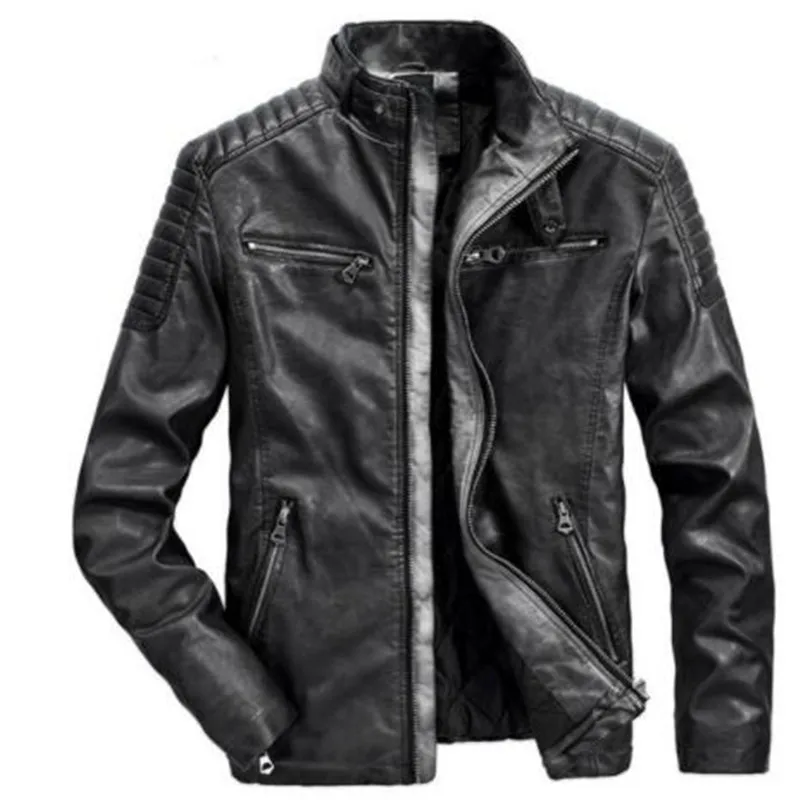 Men Slim Fit Biker Motorcycle Lambskin Leather Jacket Coat Outwear Jackets T1290