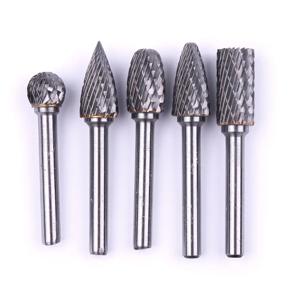 Hot 5Pcs/Set Multi shape 6*12mm Tungsten carbide Rotary Files Burr