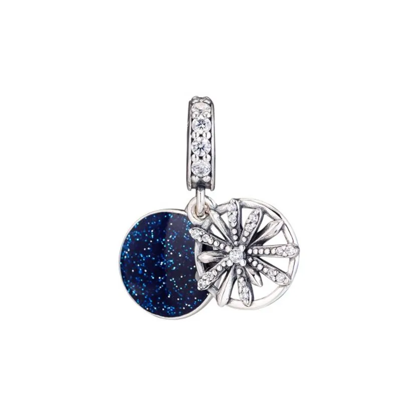 

2018 Winter 925 Sterling Silver Dazzling Wishes Snowflake Dangle Charm With Blue Enamel Fits Pandora Charm Bracelets DIY Making