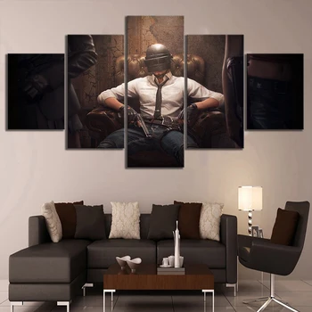 

5 Piece Pubg Playerunknowns Battlegrounds Game Poster Artwork Wall Painting on Canvas for Home Decor